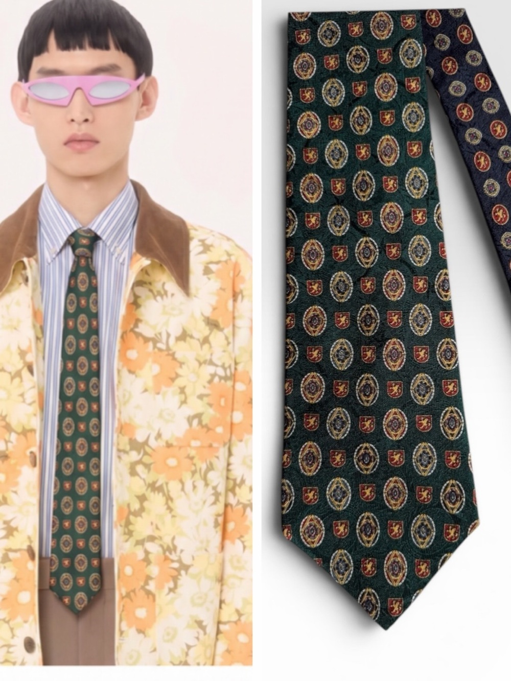 Valentino Style Tommy Hilfiger Italian Silk Green Medallion Tie